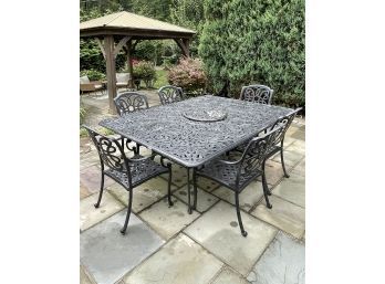 Aluminum Dining Set With 6 Chairs And Umbrella Base - 84' X 60'