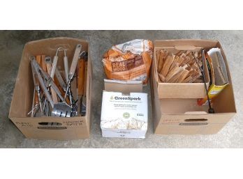 Outdoor Grill / Cooking Lot - Utensils, Skewers, Fire Starters - All Clad