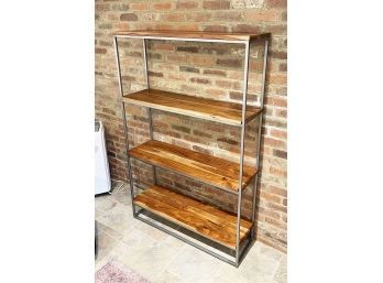 CB2 Crate & Barrel Framework Bookcase / Shelving Unit - Acacia Wood And Iron