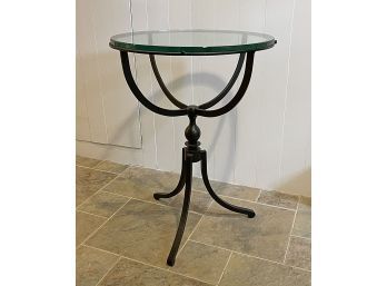Cast Iron Side Table - Round Glass Top