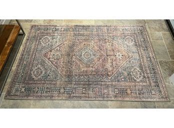 World Market Low Pile Area Rug - 41' X 65' (3'5' X 5'5') - Newer Rug Made To Look Vintage And Distressed