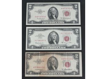 Lot Of 3 - 1953A & 1963A $2 US Legal Tender Notes