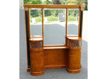1930's Art Deco Burl Triptych Mirrored Dressing Table