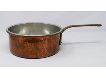 Italian 10' Hammered Copper Tin Lined Saucepan