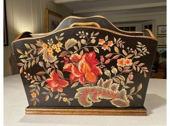 Wooden Magazine Holder With Beautiful Printed Floral Design
