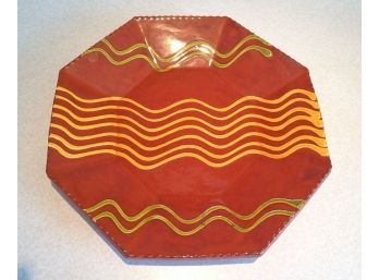 1992 Breininger Pottery Octagonal Plate - Pennsylvania German Redware - Signed/Dated