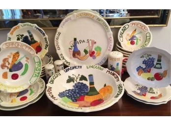 Vibrant Hand-Painted Ceramic Italian Family Style Serving Set - 26 Piece