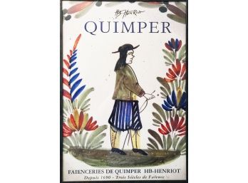 Vintage HB Henriot Quimper French Pottery Museum Poster - Framed