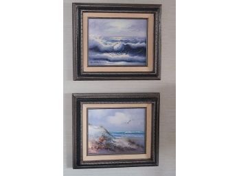 Two Original Seascape Paintings On Canvas - Framed