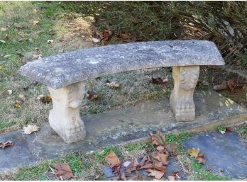 Vintage Outdoor Concrete Curved Garden Bench