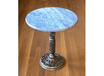Vintage Italian Marble And Brass Side Table