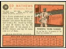 1962 TOPPS ED MATHEWS - HALL OF FAMER - CLEAN SPORTS CARDS