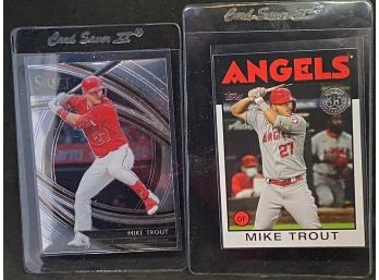 2020 SELECT AND 2021 TOPPS 35TH ANNIVERSARY MIKE TROUT TWO-CARD LOT
