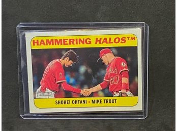 2018 TOPPS HERITAGE HAMMERING HALOS SHOHEI OHTANI/MIKE TROUT ROOKIE CARD
