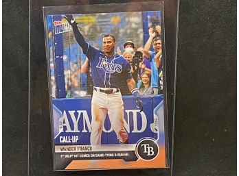 2021 TOPPS NOW WANDER FRANCO FIRST MLB HIT IS GAME TYING 3-RUN HR WOW  ROOKIE CARD
