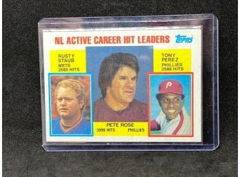 1984 Topps NL Active Career Hit Leaders Rose, Perez And Staub