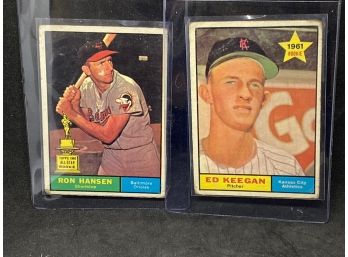 1961 Topps Ron Hansen Rookie Cup And Ed Keegan RC