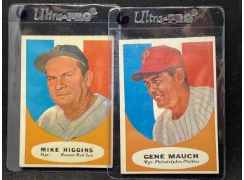 1961 Topps Managers Mike Higgins And Gene Mauch