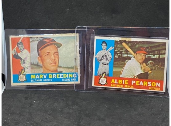 1960 TOPPS MARV BREEEDING AND ALBIE PEARSON ORIOLES DUO