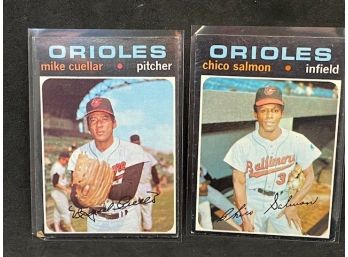 1971 TOPPS MIKE CUELLAR AND CHICO SALMON ORIOLES DUO