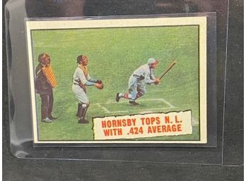 1961 Topps Baseball Thrills ROGER HORNSBY