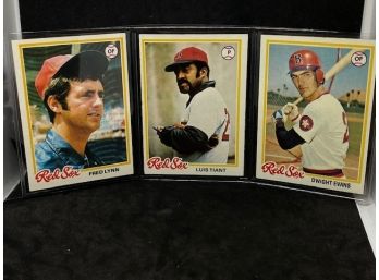 THREE 1978 TOPPS FRED LYNN, LUIS TIANT AND DWIGHT EVANS
