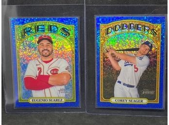 2021 TOPPS HERITAGE EUGENIO SUAREZ AND COREY SEAGER BLUE REFRACTOR