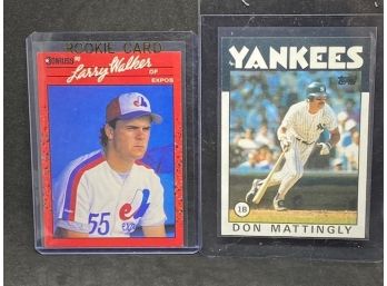 1986 TOPPS DON MATTINGLY AND 1990 DONRUSS LARRY WALKER RC