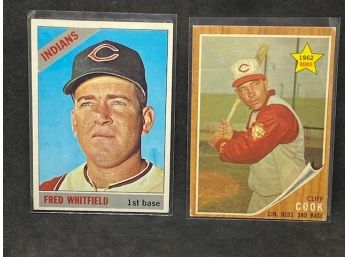 1966 TOPPS FRED WHITFIELD AND 1962 TOPPS ROOKIE CLIFF COOK