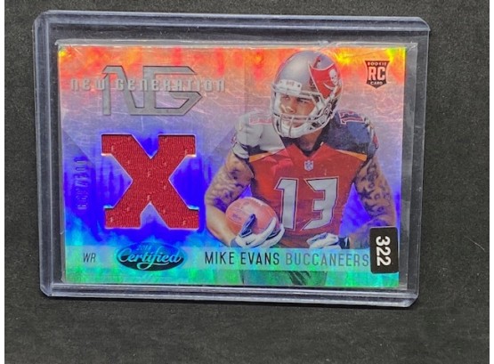 2014 CERTIFIED MIKE EVANS ROOKIE PATCH ONLY 599 MADE