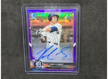 2019 BOWMAN CHROME 1ST KODY CLEMENS PURPLE REFRACTOR AUTO!!! ONLY 250 MADE