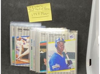 31 1989 FLEER STARS AND HALL OF FAMERS WITH GRIFFEY, BO, RANDY J AND SMOLTZ