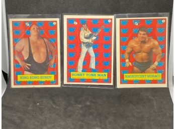 1987 TITAN SPORTS WWF STICKERS KING KING BUNDY, HONKY TONK MAN AND MAGNIFICANT MURACO!!!