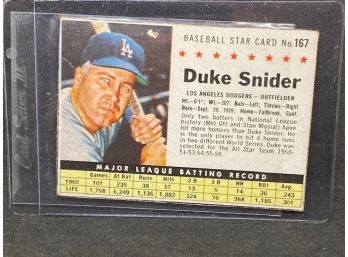 1961 Post Baseball Card #167 Duke Snider