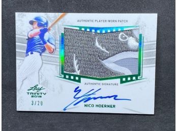 2019 TRINITY NICO HOERNER AUTO W/ INCREDIBLE CUB PATCH ONLY 20 MADE- AMAZING CARD WOW