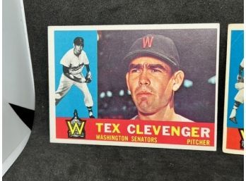 1960 Topps Washington Senators Tex Clevenger & Hal Woodeshick