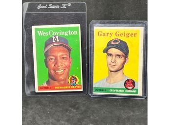 1958 TOPPS WES COVINGTON AND GARY GEIGER! (2)
