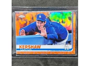2019 TOPPS CHROME CLAYTON KERSHAW SSP ONLY 25 MADE!!! ORANGE REFRACTOR