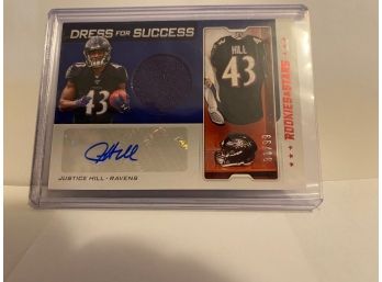 2019 ROOKIES AND STARS JUSTICE HILL GAME USED RELIC AUTO ONLY 99 MADE