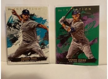 2021 TOPPS INCEPTION GERRIT COLE AND AARON JUDGE GREEN PARALLEL