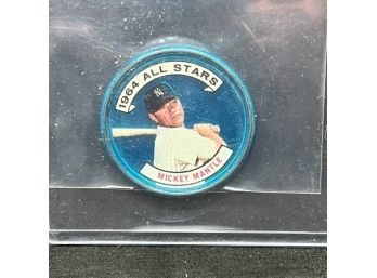 1964 TOPPS ALL STARS MICKEY MANTLE COIN!!!! WOW. VERY CLEAN