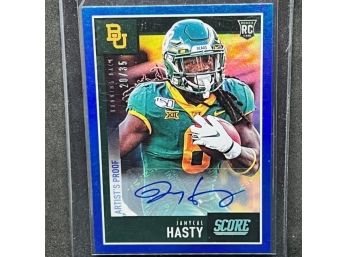 2020 SCORE JAMYCAL HASTY BLUE PARALLEL SHORT PRINT AUTO! ONLY 35 MADE