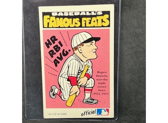 1972 FLEER FAMOUS FEATS ROGERS HORNSBY