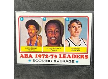 1973 TOPPS DR. J, DAN ISSEL AND GEORGE MCGINNIS HALL OF FAMERS