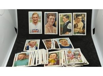 1936 GALLAHER SPORTING PERSONALITIES FULL SET W/ LORD BURGHLEY, LEN HARVEY, KID BERG, AND MANY MORE