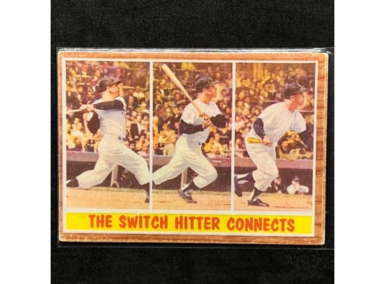 1962 TOPPS THE SWITCH HITTER CONNECTS MICKEY MANTLE