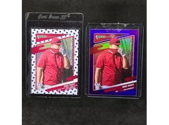 (2) 2021 DONRUSS MIKE TROUT PURPLE FOIL AND STAR VARIATION