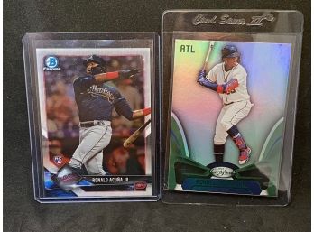 2018 BOWMAN CHROME ACUNA ROOKIE AND 2019 CERTIFIED GREEN PARALLEL