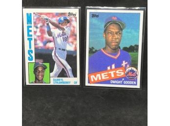 (2) 1984 TOPPS DARRYL STRAWBERRY RC & 1985 TOPPS DWIGHT GOODEN RC