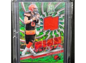 2019 SPECTRA BAKER MAYFIELD PLAYER-WORN PATCH ONLY 25 MADE SSP